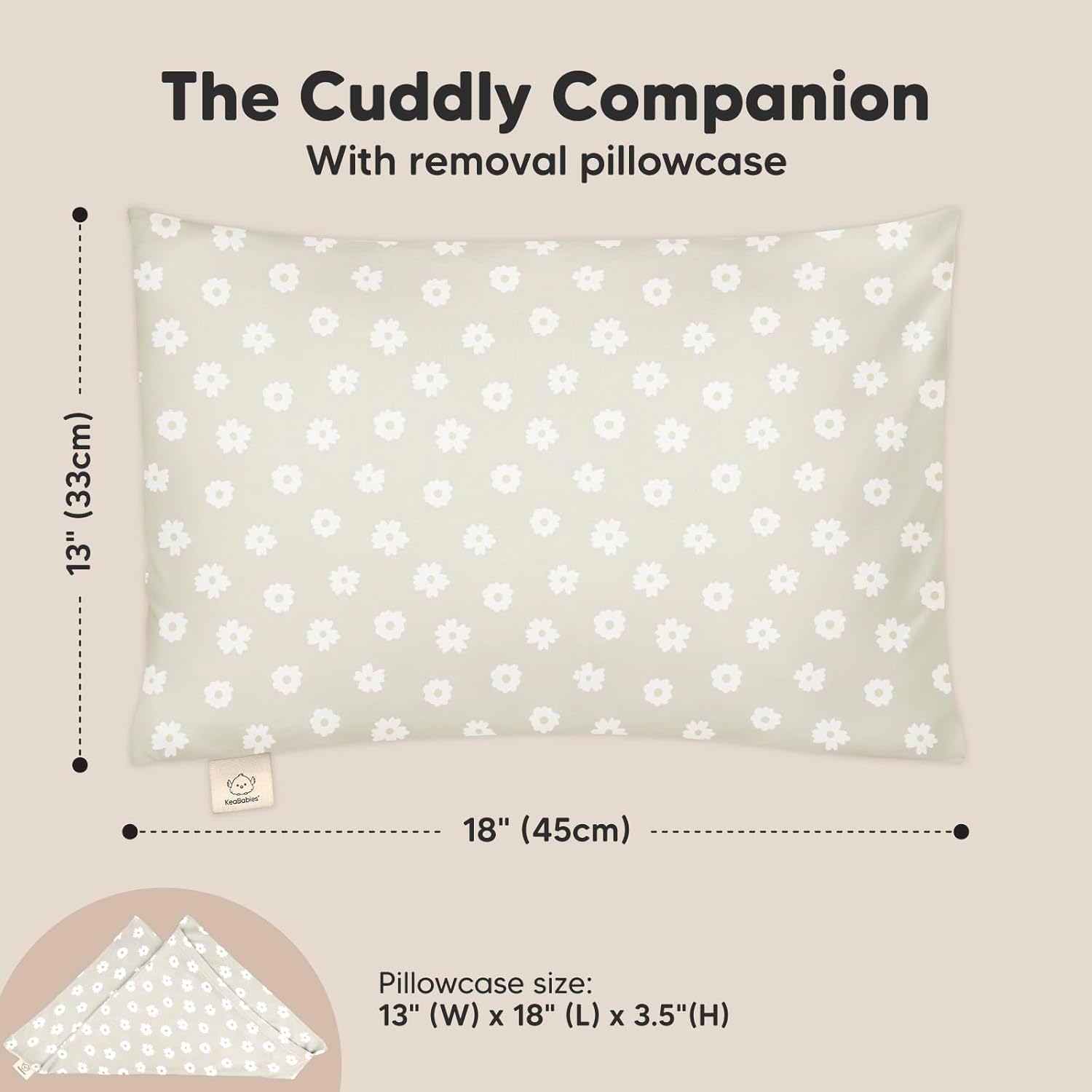Toddler Pillow with Pillowcase - 13x18 My Little Cuddly Pillow, Viscose Derived From Bamboo Nursery