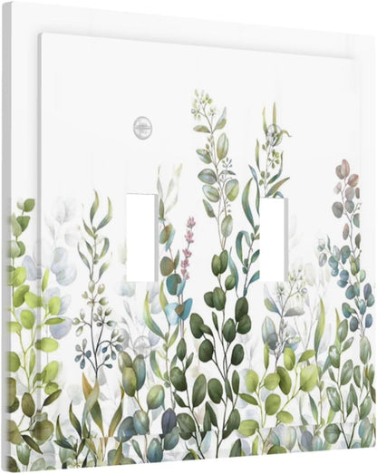 Green Eucalyptus Leaf Plant Herbs Springnature Decorative Switch Plates 2 Gang Double Toggle Outlet