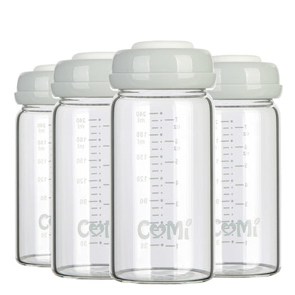 COMI Wide Neck Glass Breastmilk Collection n Storage Bottle, 8oz with Screw Ring Sealing Disk;