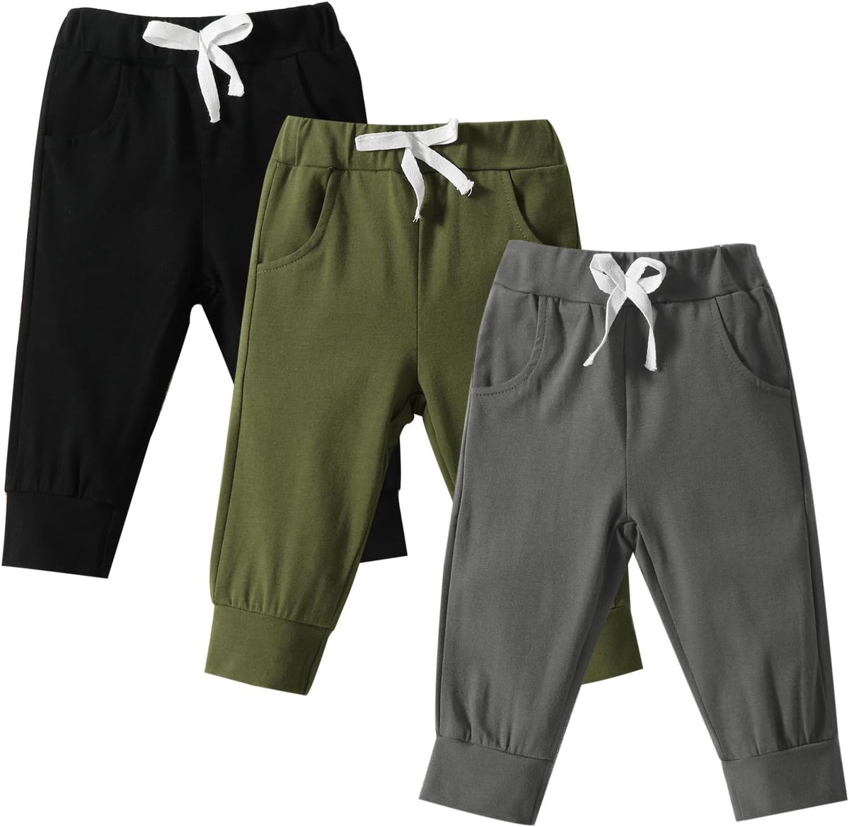 DREAM BUS Pack of 3 Toddler Jogger Pants with Pocket Toddler Boy Sweatpants Baby Boy Pants Infant