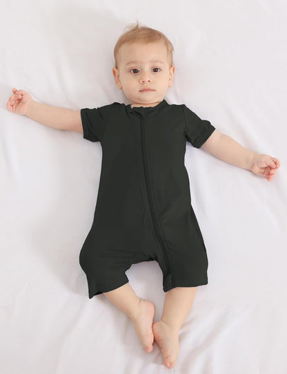Jimonda Boys Baby Girls Short Sleeve Romper Unisex Baby Footless Pajamas With Viscose 2-Way Zipper