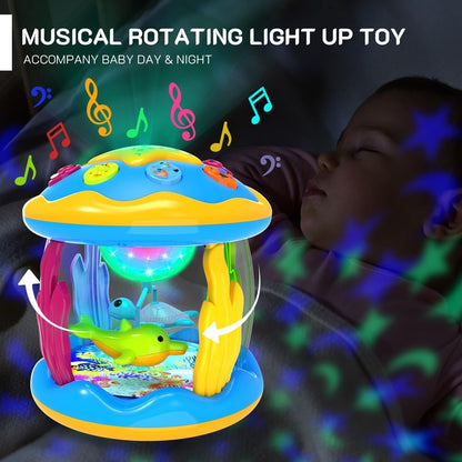 Baby Toys 6 to 12 Months - Musical Projector Rotating Light Up Toys, Tummy Time for Infant 12-18