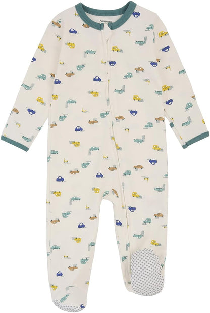 Aablexema Baby Footie Pajama with Mitten Cuffs, Double Zipper Infant Cotton clothes Sleeper Pjs