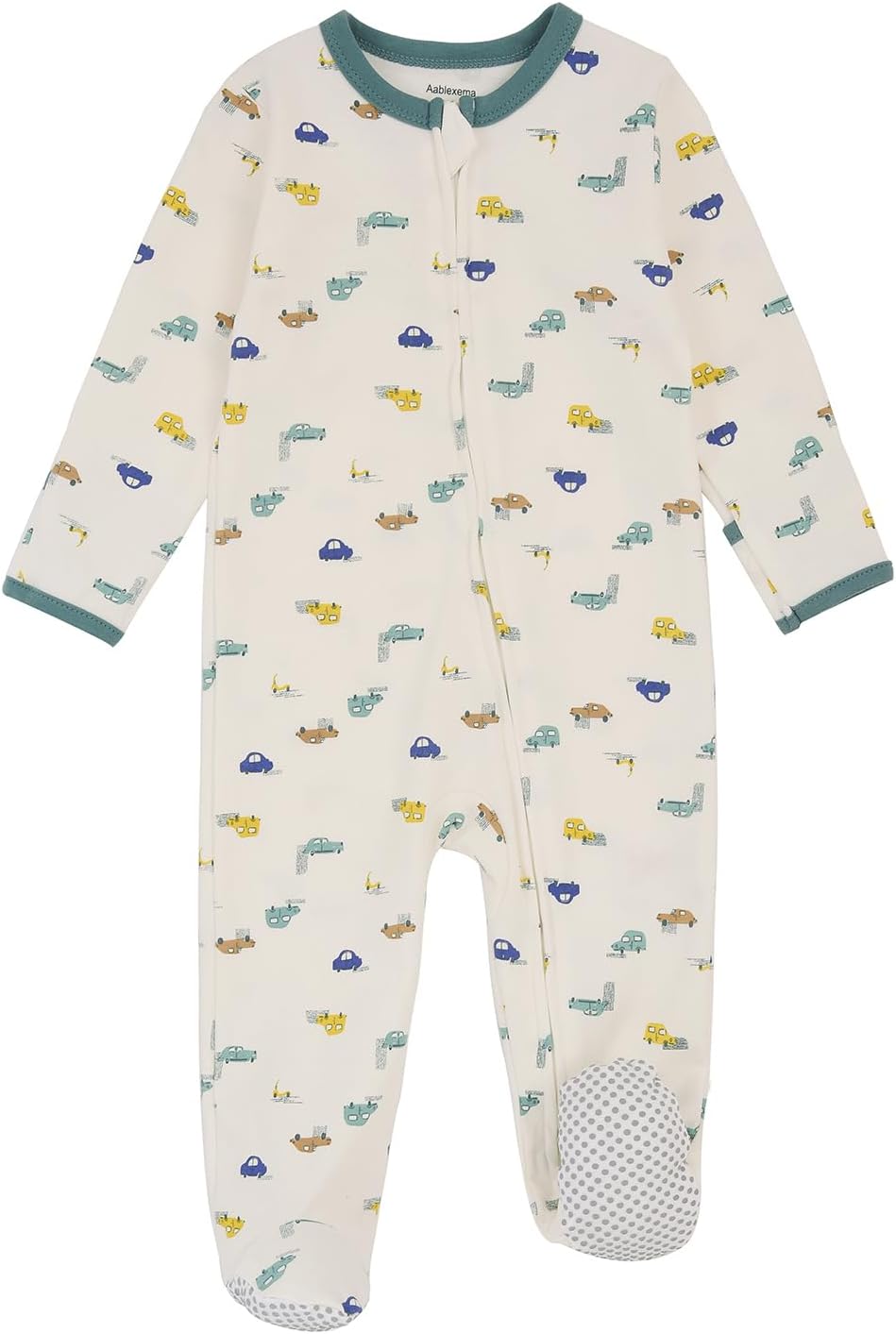 Aablexema Baby Footie Pajama with Mitten Cuffs, Double Zipper Infant Cotton clothes Sleeper Pjs