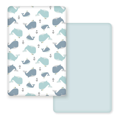 GRSSDER Stretchy Ultra Soft Jersey Knit Fitted Pack n Play Sheets Set 2 Pack, Portable/Mini Cribs