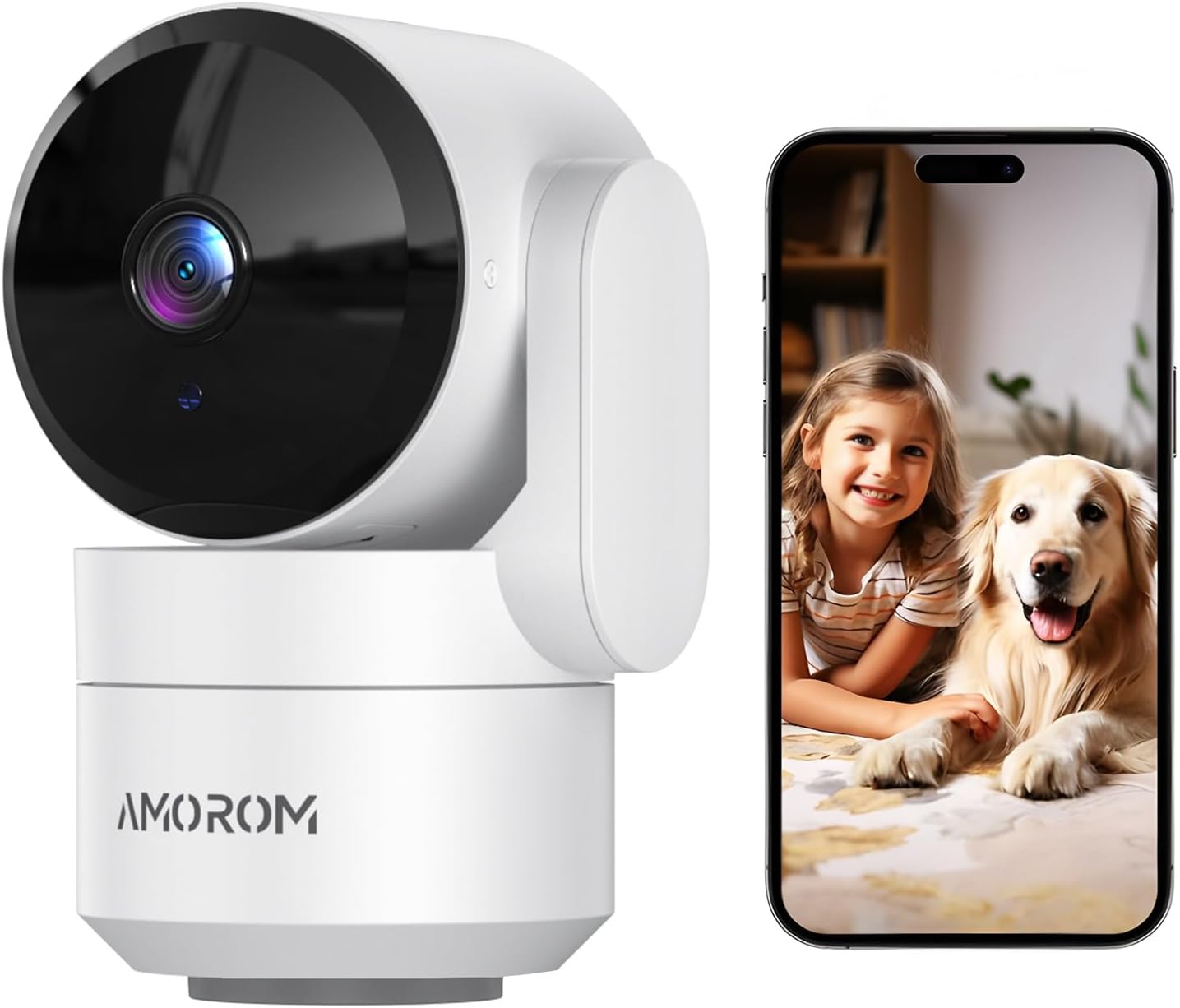 Indoor Security Camera 360° with Pan/Tilt, Pet Dog Baby Monitor, 1080P HD Night Vision, Motion