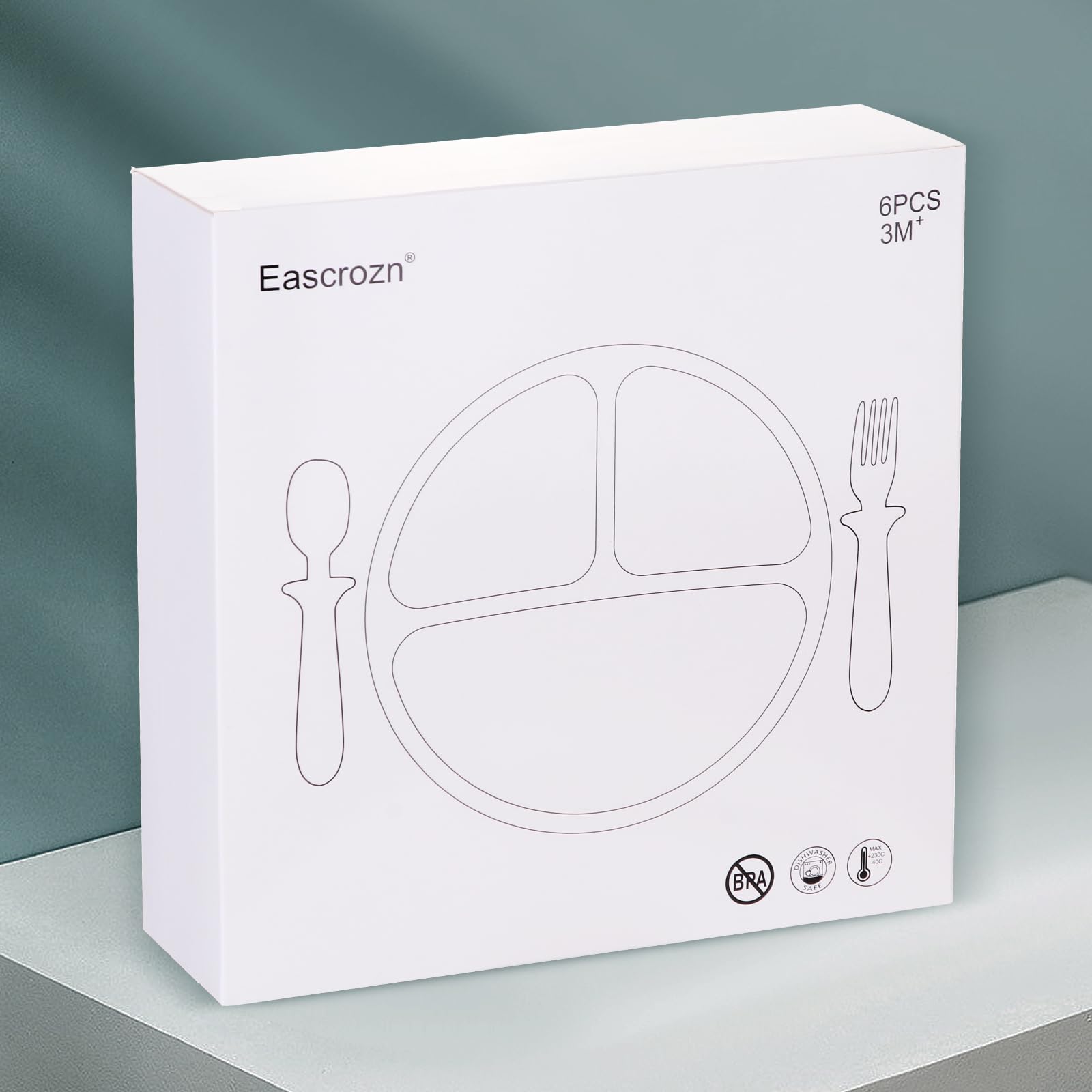 Eascrozn 2 Pack Silicone Suction Plates for Baby, Spoons and Forks Set