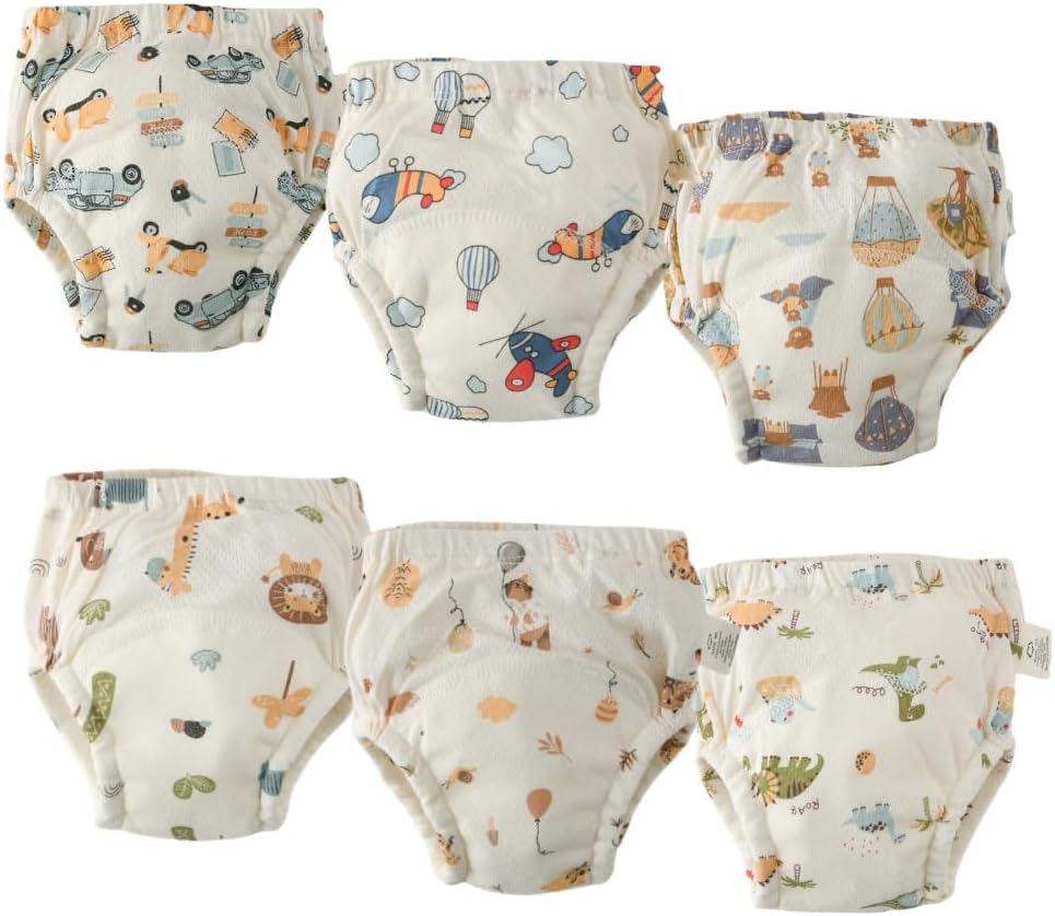 Baby Training Underpants,Soft Cotton Absorbent Potty Training Underwear For Baby Boys And Girls 6
