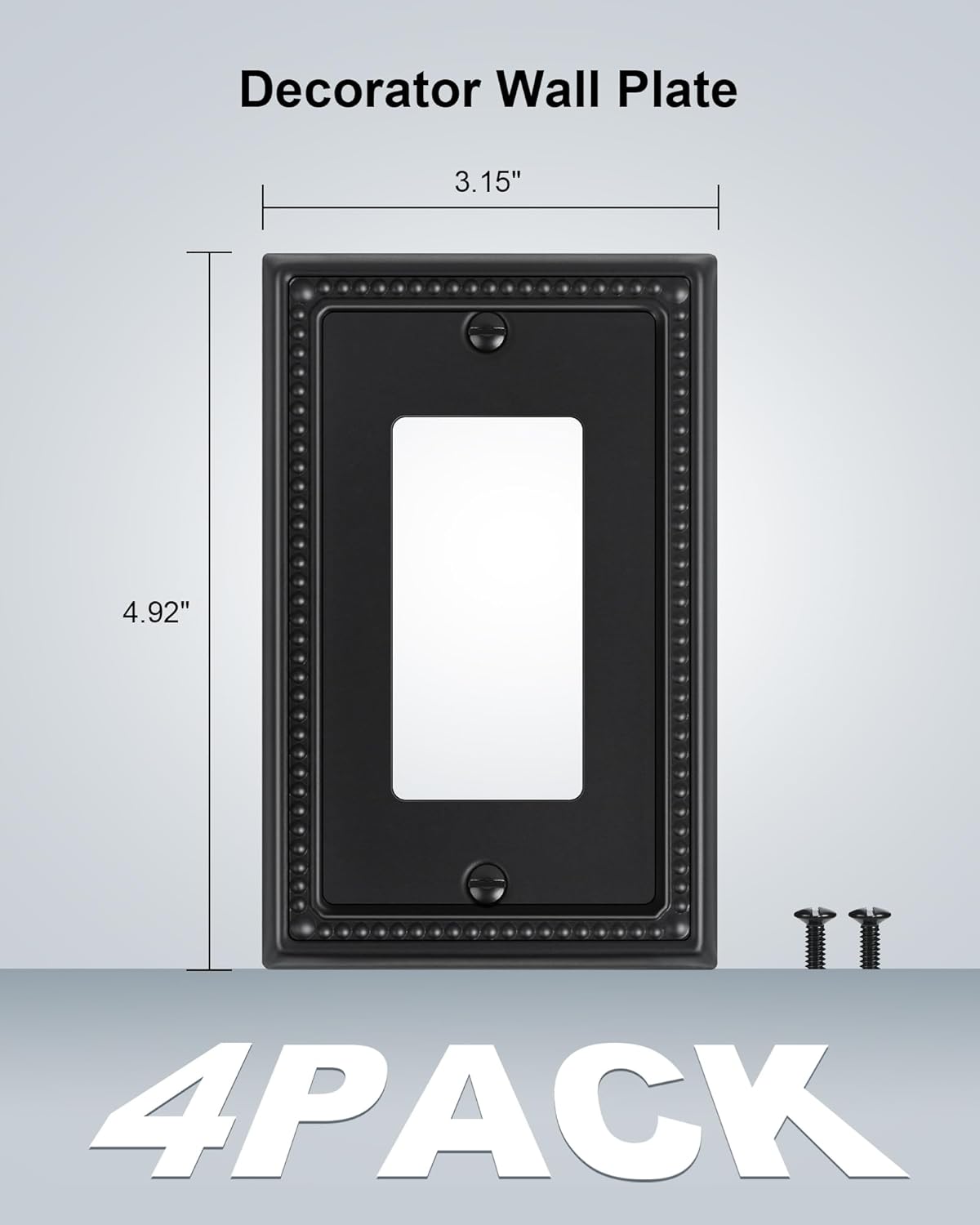 4-Pack Decorator Outlet Cover Plate, Pearls Decorative Switch Plates and Outlet Covers, Black Metal