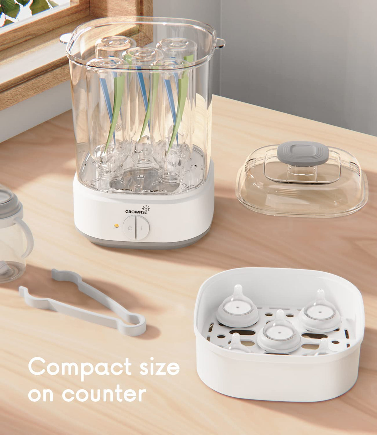 Bottle Sterilizer, Baby Bottle Steam Sterilizer, Electric Baby Bottle Sanitizer with Timer for Baby