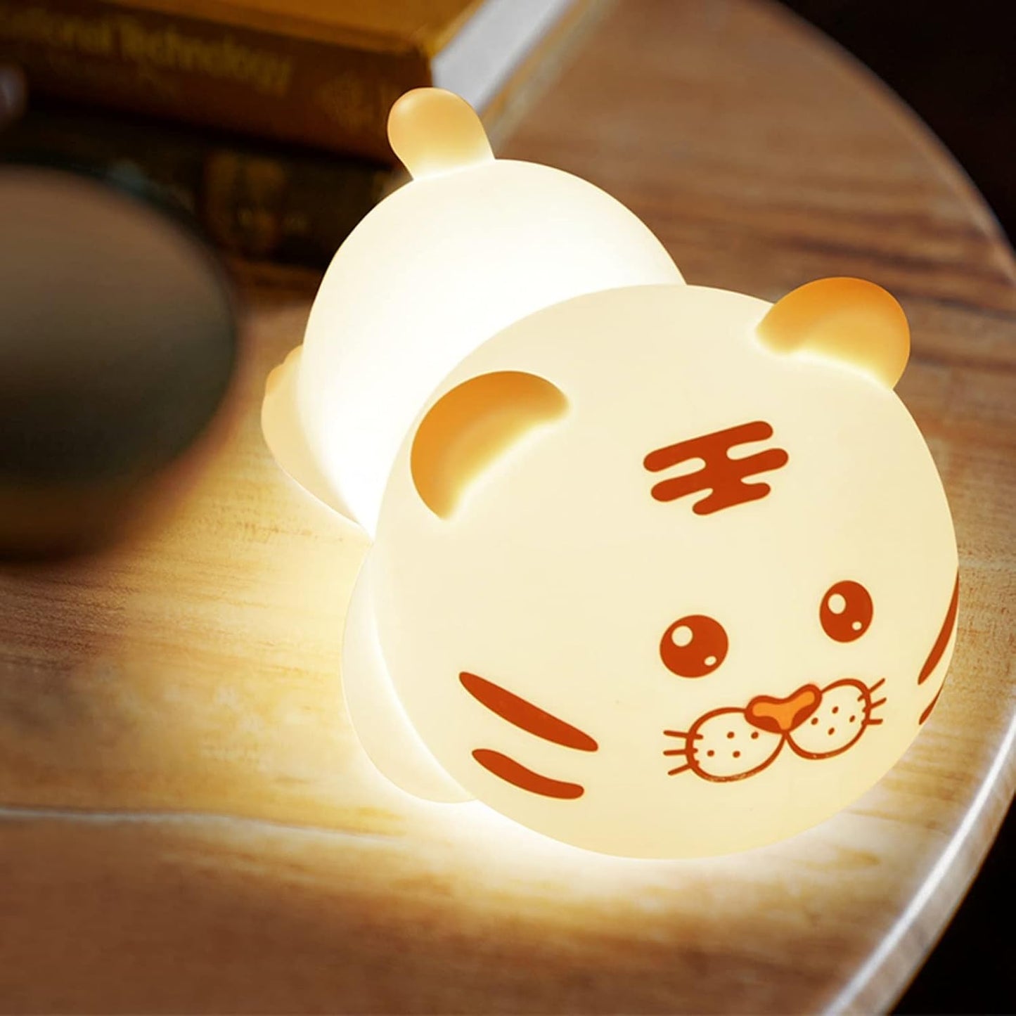 QANYI Christmas Gift Tiger Lamp, Silicone Color Changing Tiger Desk Nightlight, Rechargeable