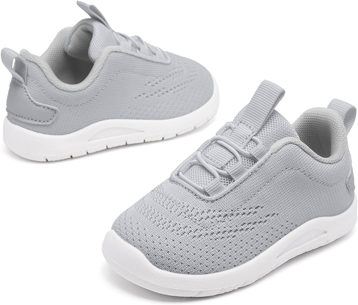 MORENDL Toddler Slip On Sneakers Baby Walking Shoes Non-Slip Breathable Unisex Pink Mesh Lace-Up