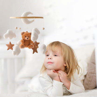 EERKEOD Baby Crib Mobile Bear Nursery Mobile for Boys Girls Teddy Velvet Mobile Nursery Decor for