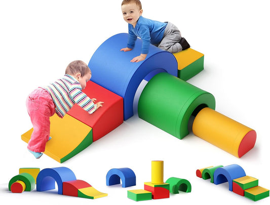Lischwert Foam Climbing Blocks, Soft Climbing Toys for Toddlers, 5 Pieces Crawl and Climb Foam