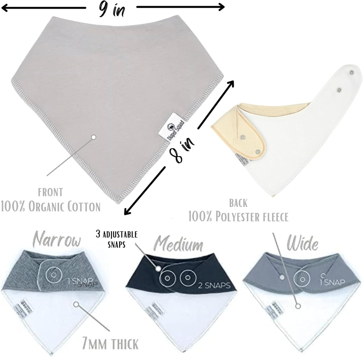DiaperSquad's Baby Bibs for Drooling and Teething, Bibs for Boys, Baby Girl - Solid Cotton Baby