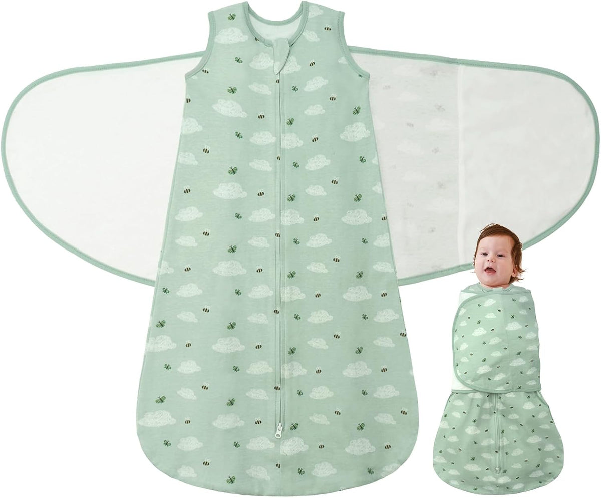 Newborn Baby Swaddle Sleep Sack 100% Cotton 1.0 Tog Wearable Blanket for 0-3, 3-6, 6-12 Months