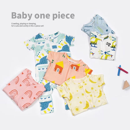 Teach Leanbh Toddler Unisex Baby Bamboo Viscose Pajamas 2 Way Zipper Short Sleeve Footless Romper