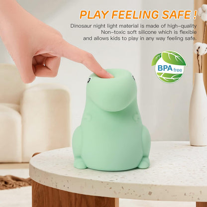 LED Dinosaur Night Light for Kids, Touch Sensor Silicone 7 Colors Room Decor for Boys Girls