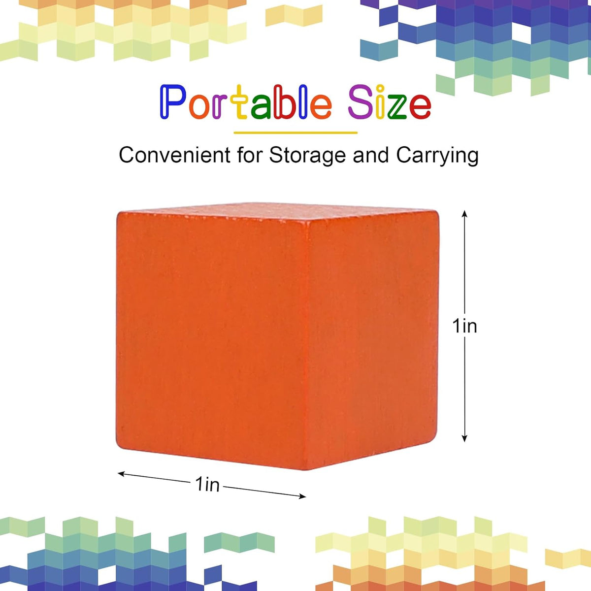 108 Pack 1 Inch Wooden Blocks, 6 Colors STEM Math Sorting Toys, Wood Building & Stacking Blocks for