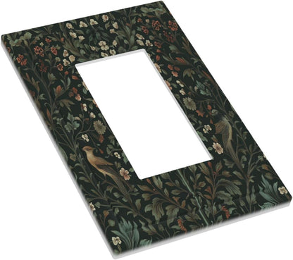 Decorative Outlet Covers Vintage Morris Colorful Flower Green Leaf 1 Gang Single Rocker Light