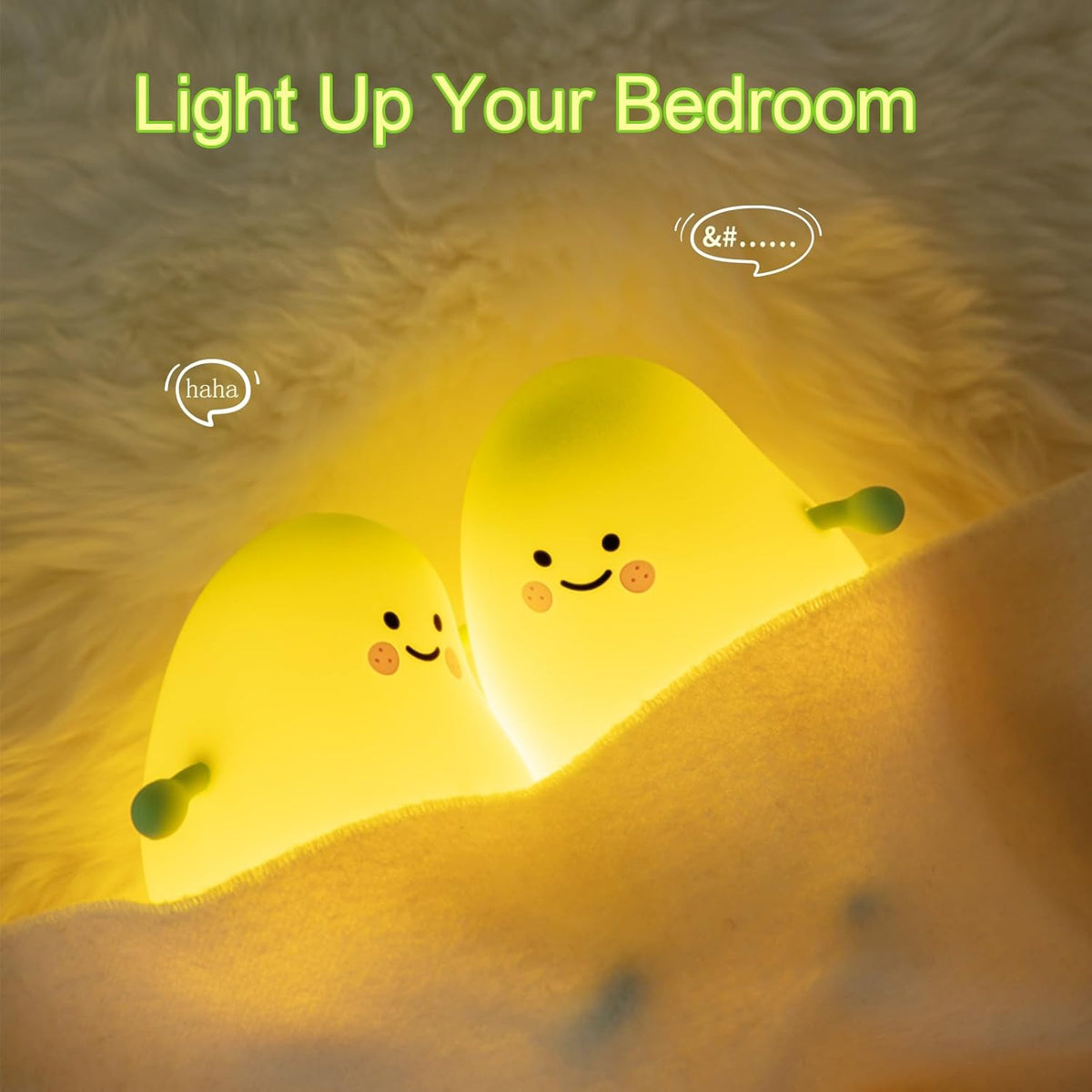 Cute Night Light for Kids, Mango Sleep Lamp Warm Light Bedroom Decor Kids Night Light, Silicone