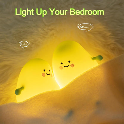 Cute Night Light for Kids, Mango Sleep Lamp Warm Light Bedroom Decor Kids Night Light, Silicone