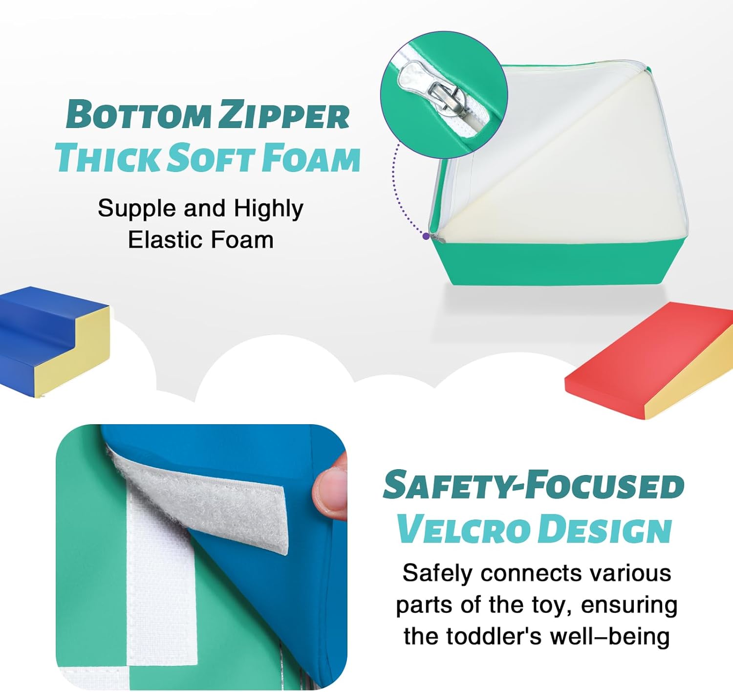 6-Piece Soft PU Leather Toddlers Climbing Toys, Indoor Climb and Crawl Activity Play Set, Foam Play