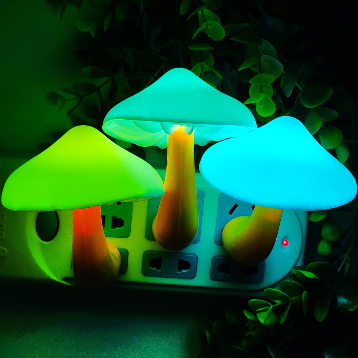 AUSAYE 5Pack Sensor LED Night Light Plug in Lamp 7 Color Changing Mushroom Light Cute Night Lights