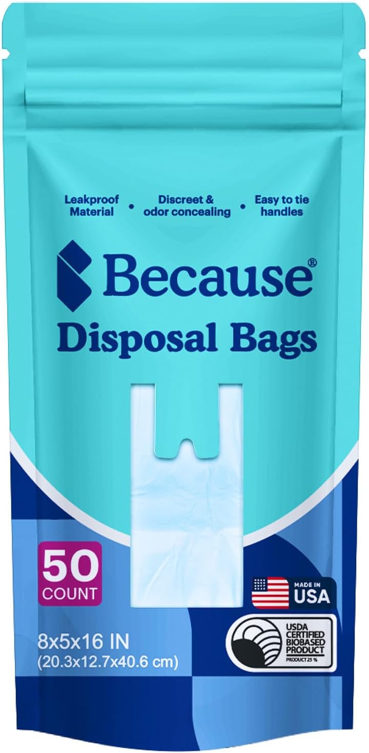 Because Incontinence Disposal Bags, Tear Resistant Disposal Bags for Men & Women, Extra-Large, Leak