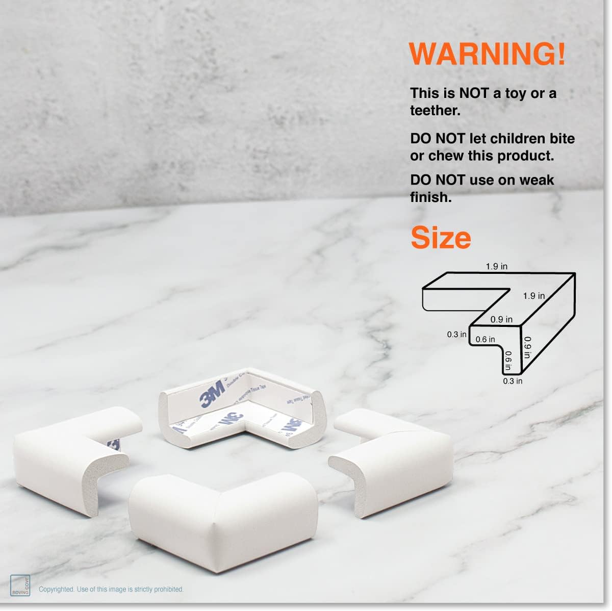 Roving Cove Slim-Fit Corner Protector for Baby Proofing (8 Small Corners), Soft Rubber Foam