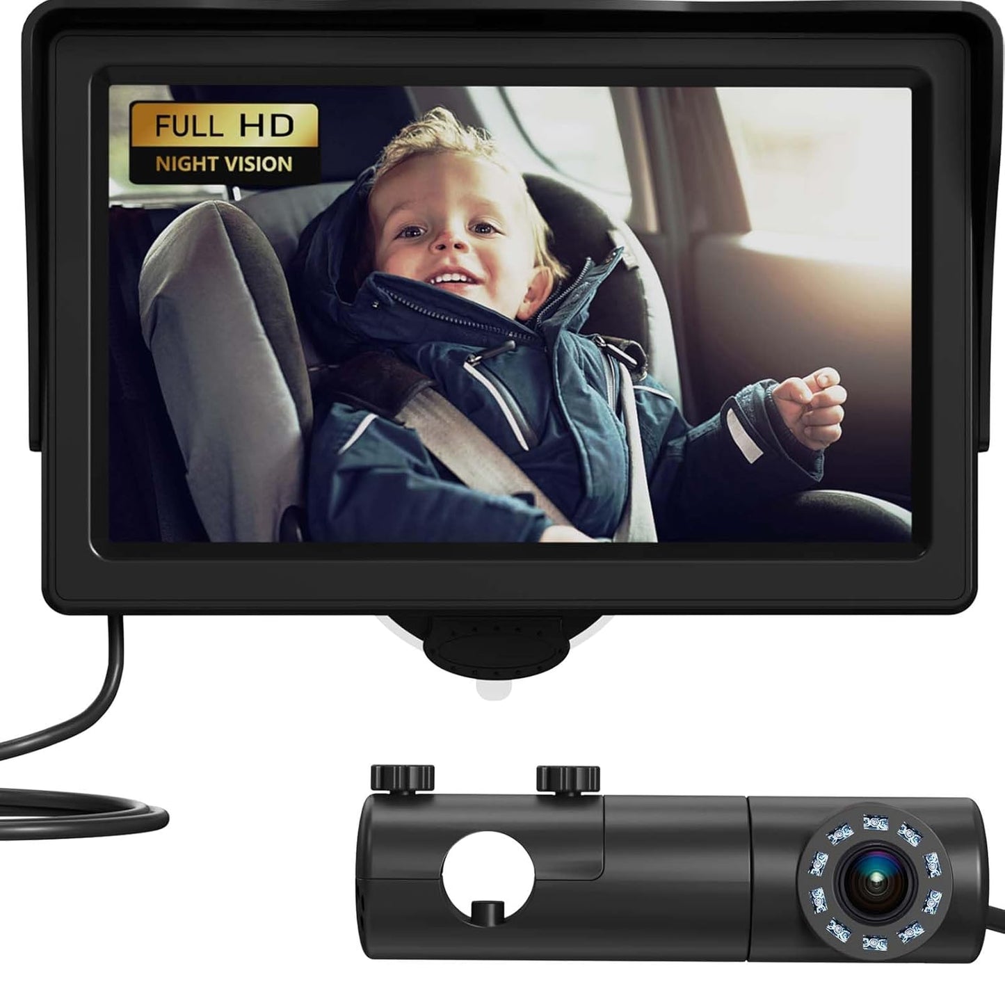 GROWNSY Baby Car Camera, HD Display Baby Car Mirror with Night Vision Feature, 4.3 inch Baby Car