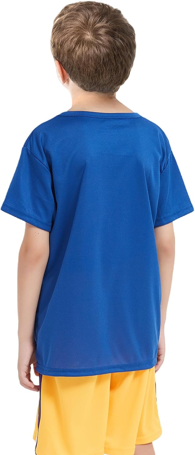 8 Pack Boys Kids Youth Mesh Athletic Quick Dry T Shirts Short Sleeve Moisture Wicking Tee Shirts