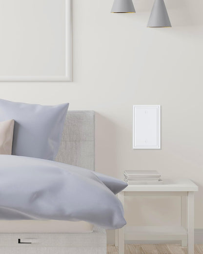 2-Pack Single Blank Wall Plates, Durable Solid Zinc Alloy Blank Outlet Covers, Decorative Pure