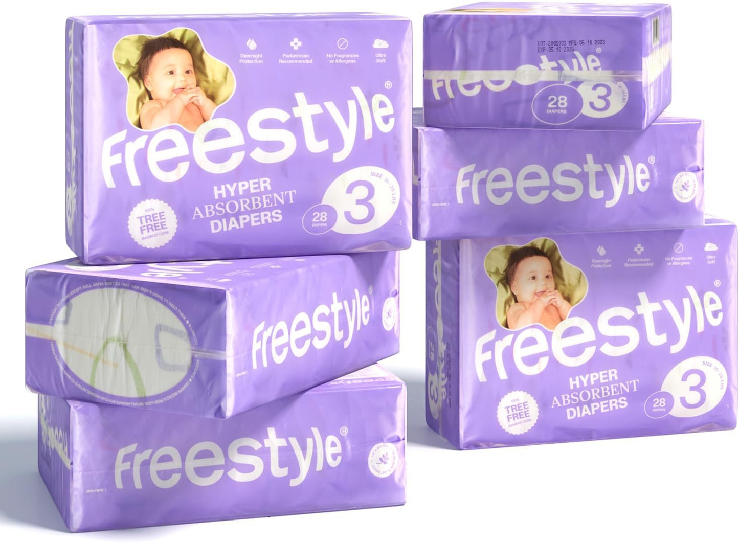 Freestyle Diapers – (Size 3) Hyper Absorbent & Non-Toxic – Disposable Diapers for Sensitive Skin