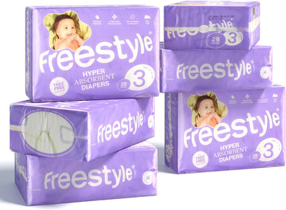 Freestyle Diapers – (Size 3) Hyper Absorbent & Non-Toxic – Disposable Diapers for Sensitive Skin