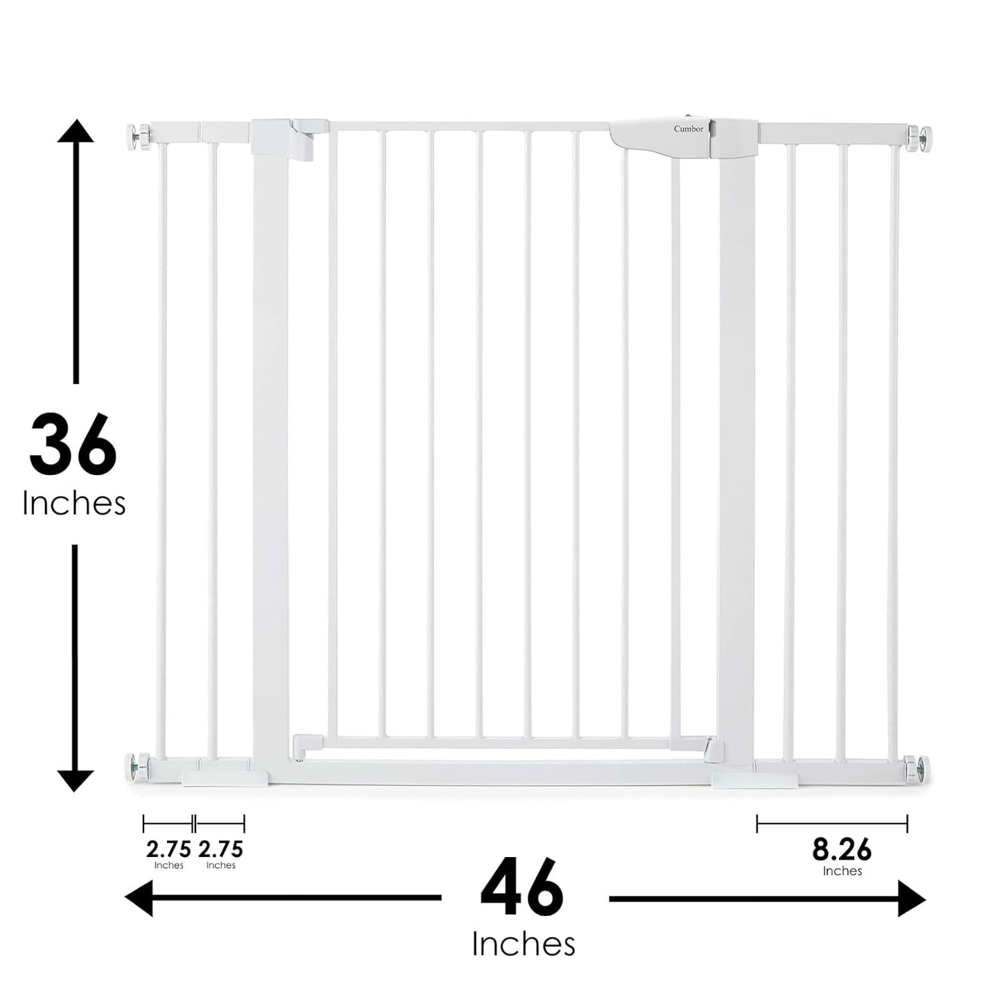 Cumbor 36" Extra Tall Baby Gate for Dogs and Kids with Wide 2-Way Door, 29.7"- 46" Width, and Auto