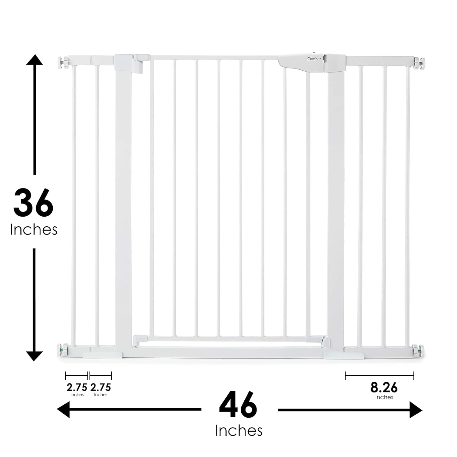 Cumbor 36" Extra Tall Baby Gate for Dogs and Kids with Wide 2-Way Door, 29.7"- 46" Width, and Auto