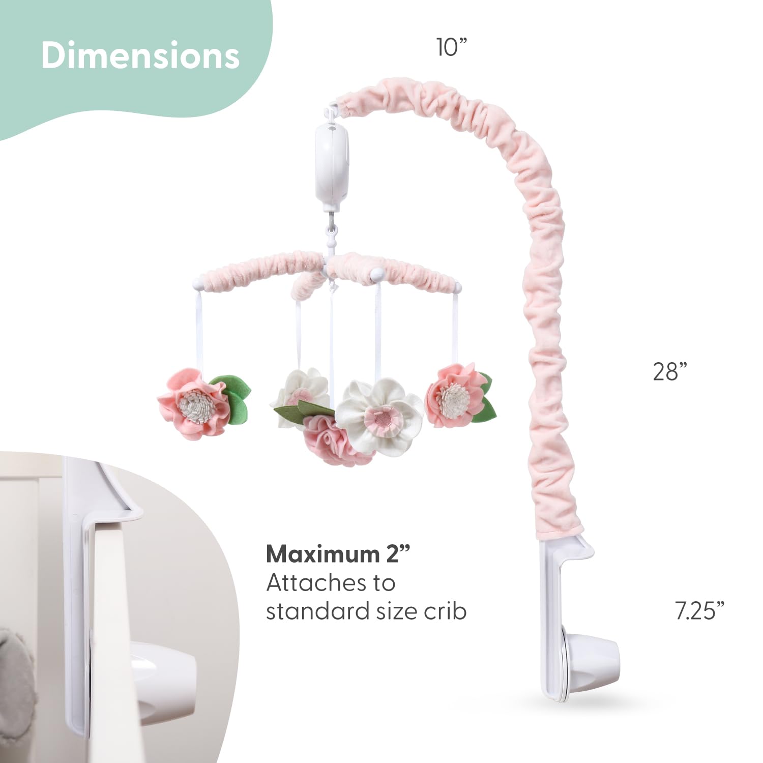 The Peanutshell Crib Mobile for Girls - Pink Musical Baby Crib Mobile with 12 Lullabies, Flower