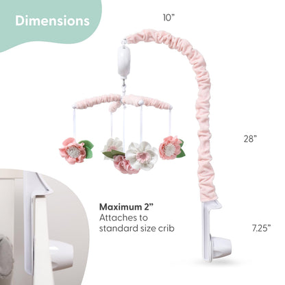 The Peanutshell Crib Mobile for Girls - Pink Musical Baby Crib Mobile with 12 Lullabies, Flower
