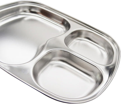 Korean Stainless Steel Divided Plates, Kids Toddlers Babies Tray, BPA Free, Diet Food Control
