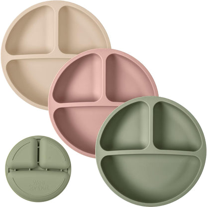 WeeSprout Silicone Plates for Babies & Toddlers (3 Pack) 100% Food-Grade Dishes for Self Feeding