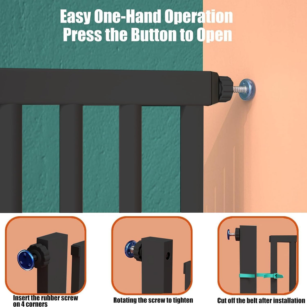 55.1 Inch Tall Baby Gate Auto Close Dog Gate Adjustable 29.92" - 43" Wide Pressure Mounted Walk