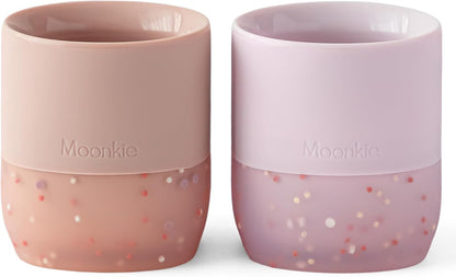 Moonkie Silicone Baby Cups 4 Months+ | Open Training Drinkware for Infants with Confetti Sprinkles