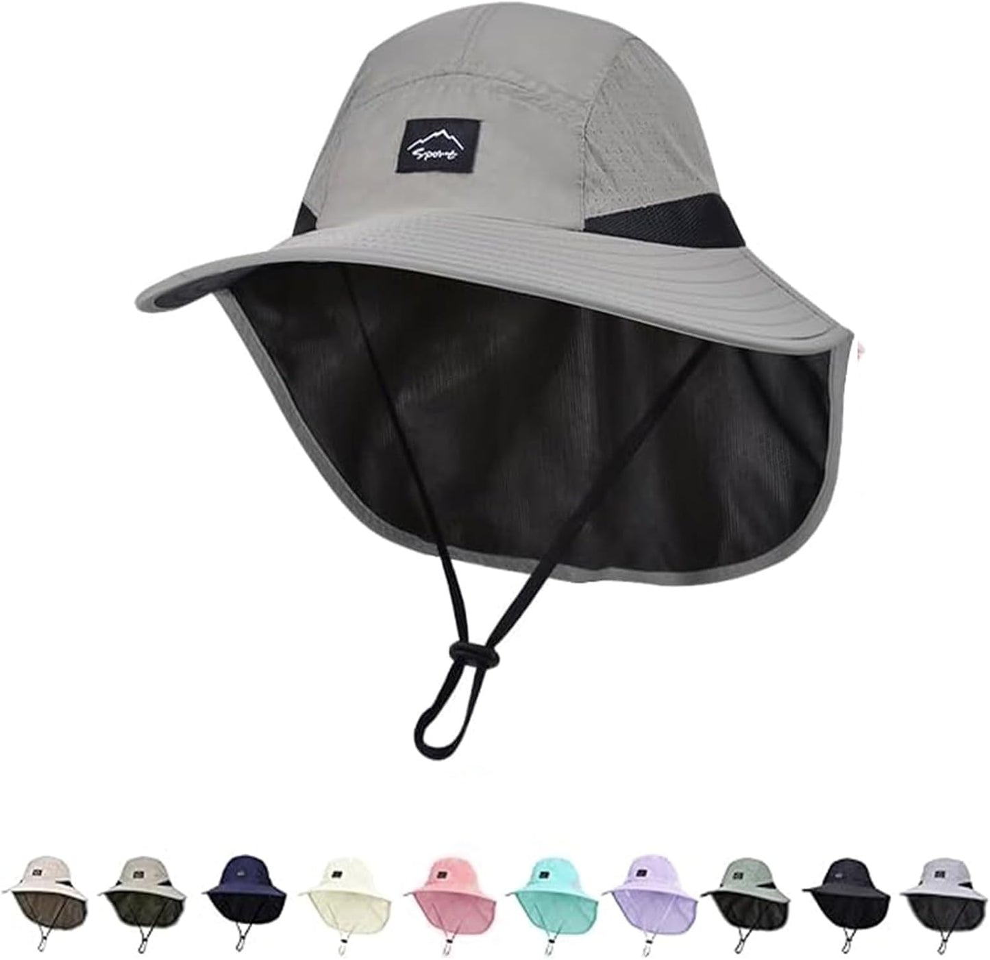 Outdoor Kids Sun Hat with Neck Flap UPF 50+ Quick Dry Beach Hats for Baby Boys Girls Age 2-12 Years