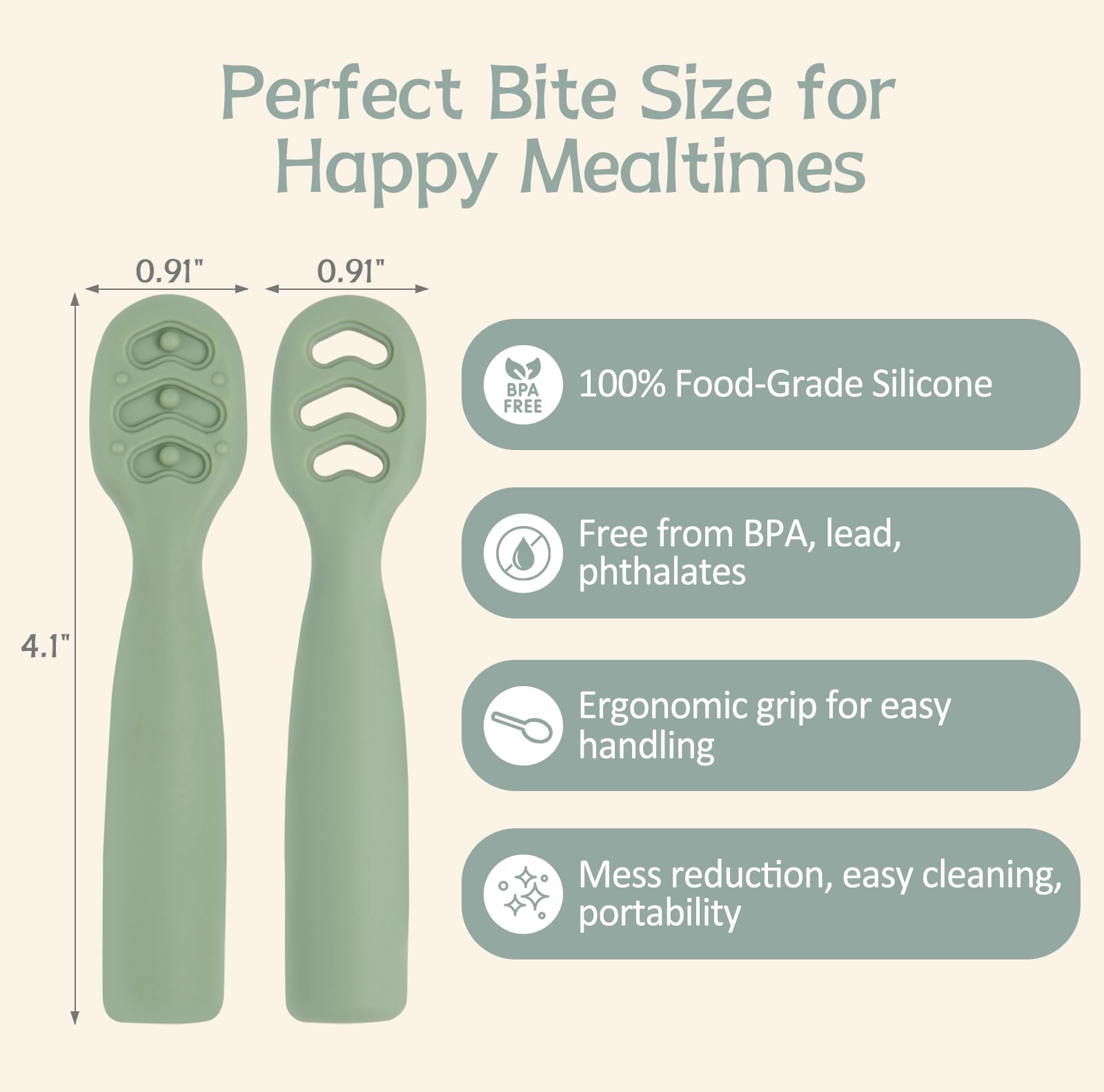 Eascrozn 6 Pack Silicone Baby Spoons Self Feeding 6+ Months Set BPA Free