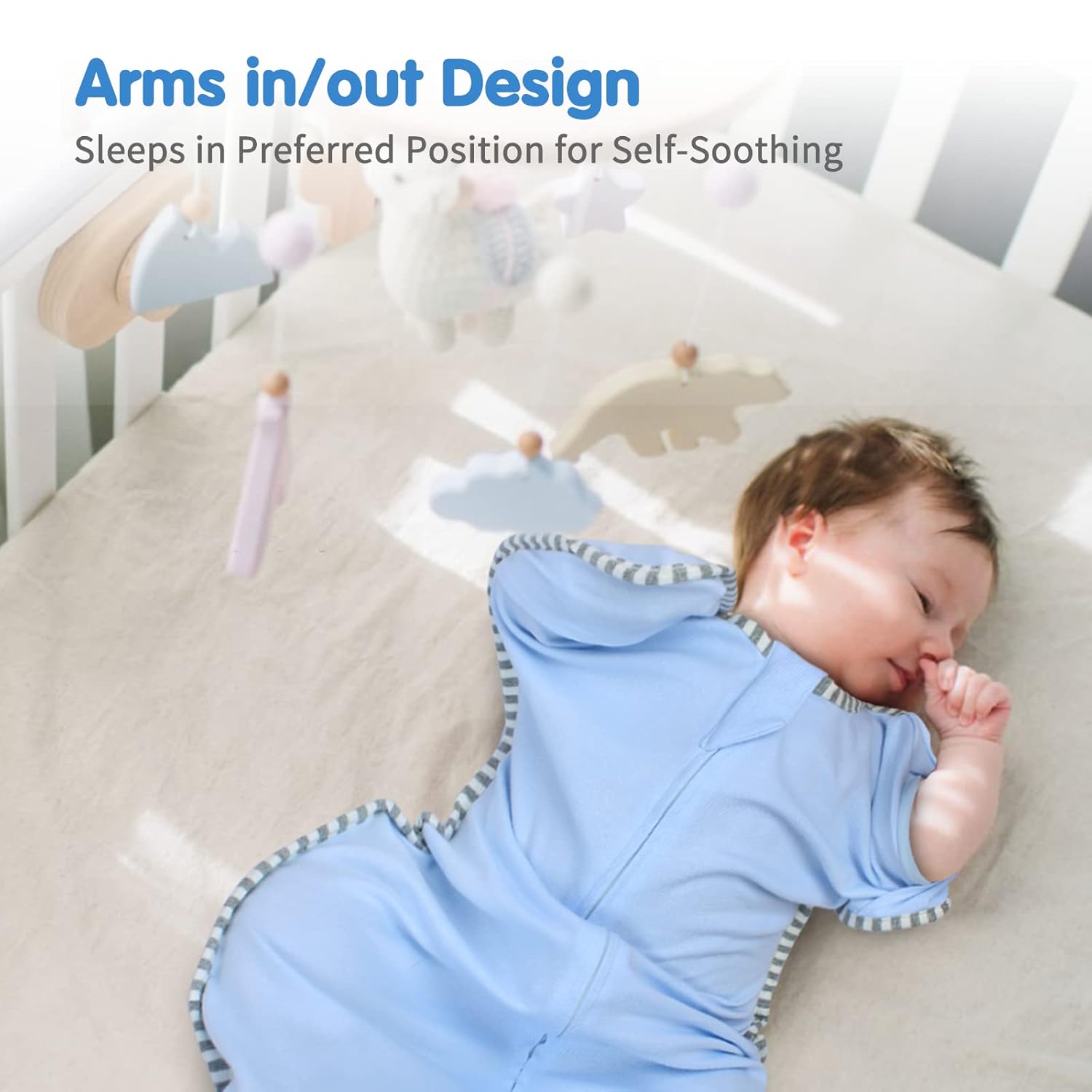 Transition Swaddle, Baby Sleep Sack 3-6 Months Arms up Swaddle 2-Way Zipper 100% Cotton Arms