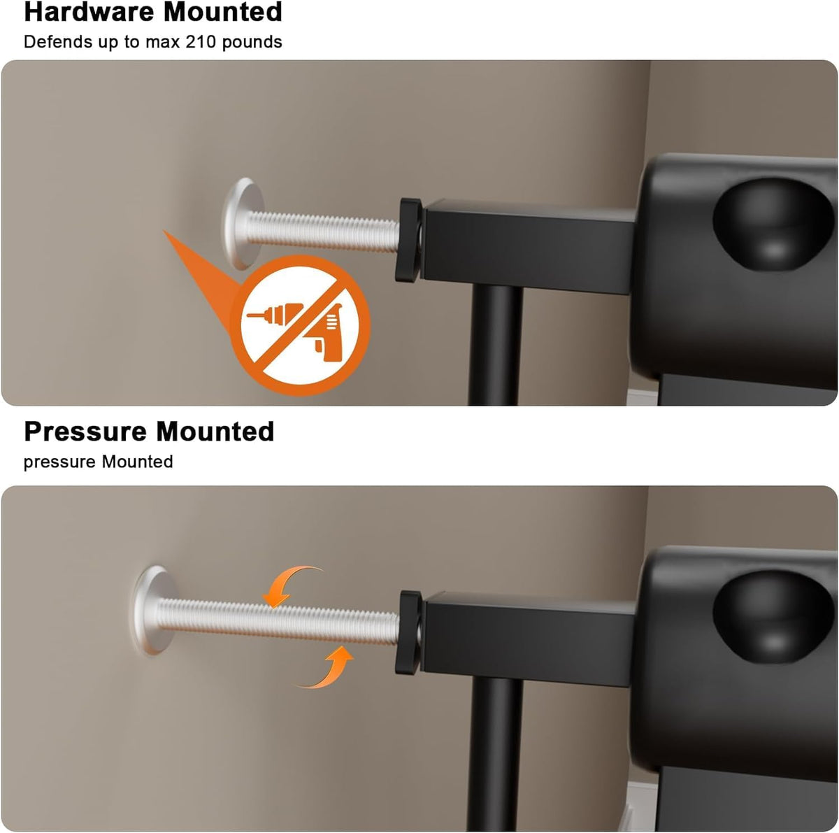 HOOEN 30" Tall Extra Wide Baby Gates for Doorways Stairs 86 to 105 Inch Large Long Pressure Mounted