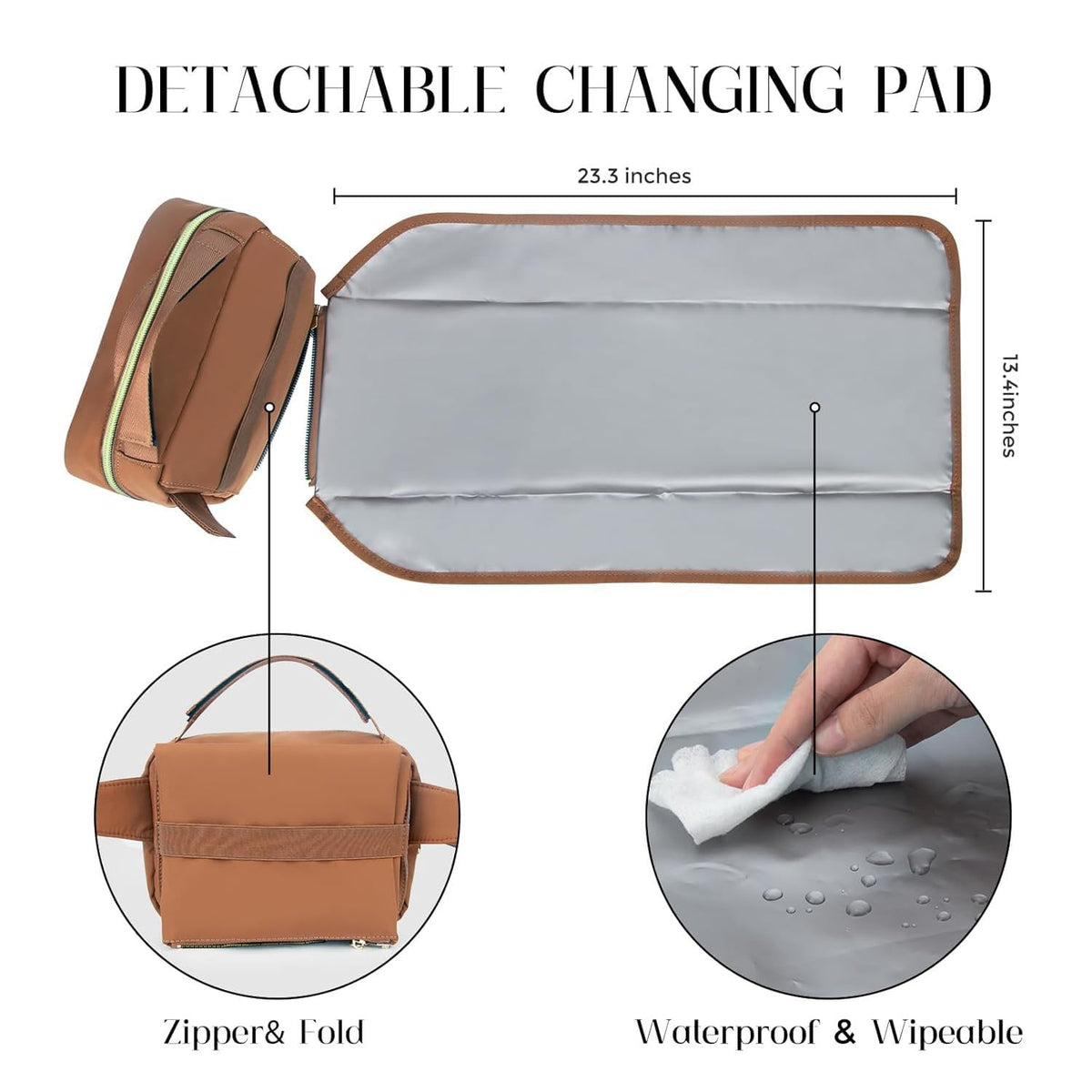 printe Small Diaper Bag with Portable Changing Pad, Crossbody Diaper Pack with Wipes Pocket, Women