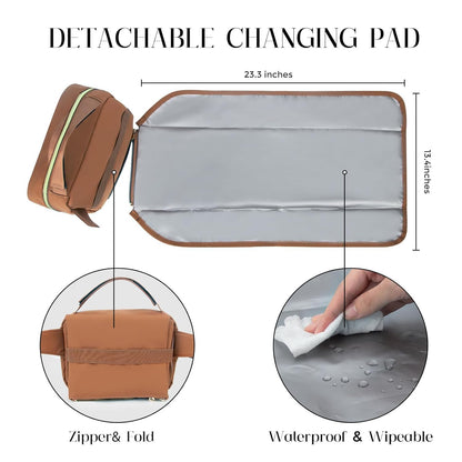 printe Small Diaper Bag with Portable Changing Pad, Crossbody Diaper Pack with Wipes Pocket, Women
