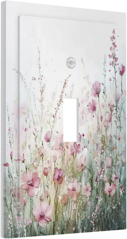 Decorative Light Switch Cover Wildflower Botanical Watercolor Floral 1 Gang Single Toggle Device